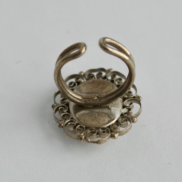 Vintage Italy Marked Floral Ceramic Ring Adjustable - Picture 5 of 5